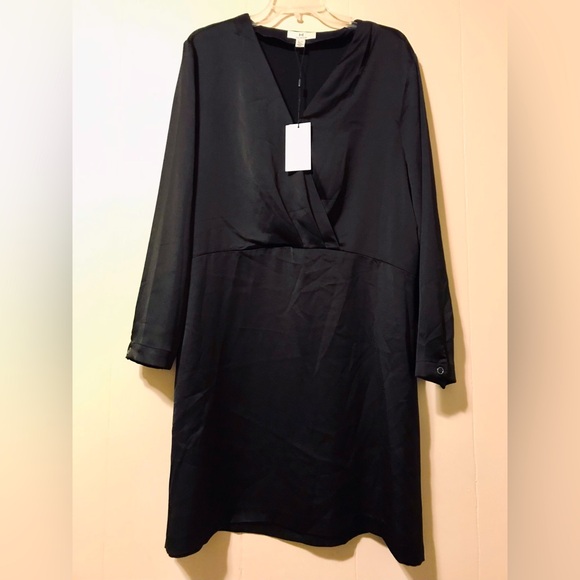NWT H by Halston Black Textured Faux Satin Dress - Picture 2 of 4